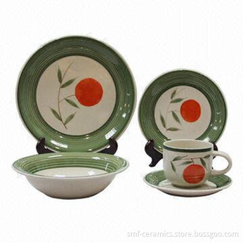 16pcs Ceramic Dinnerware Set, Hand-painted Color Glazed, FDA, 84/500/EEC, LFGB Standards
